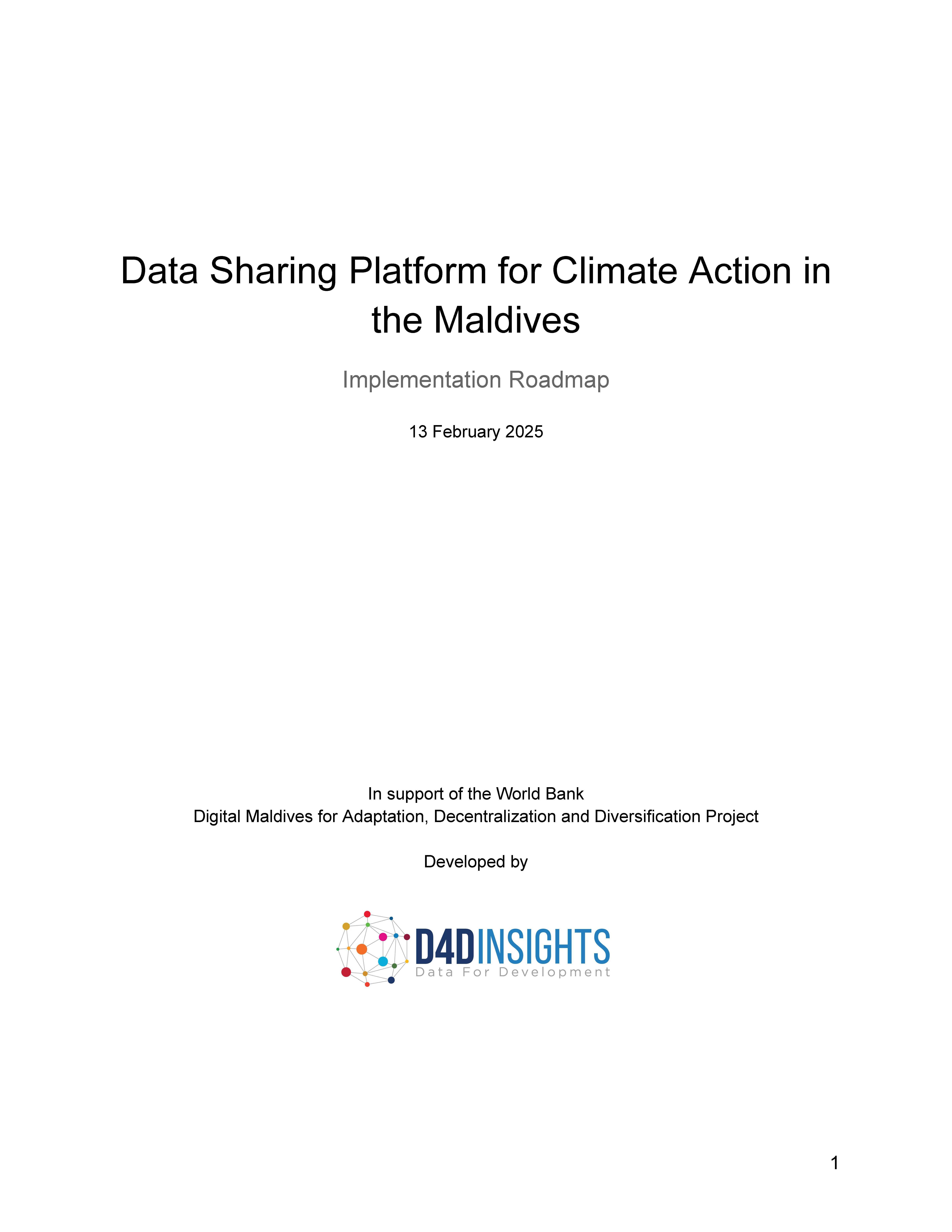 Data Sharing Platform for Climate Action in the Maldives-Implementation Road Map
