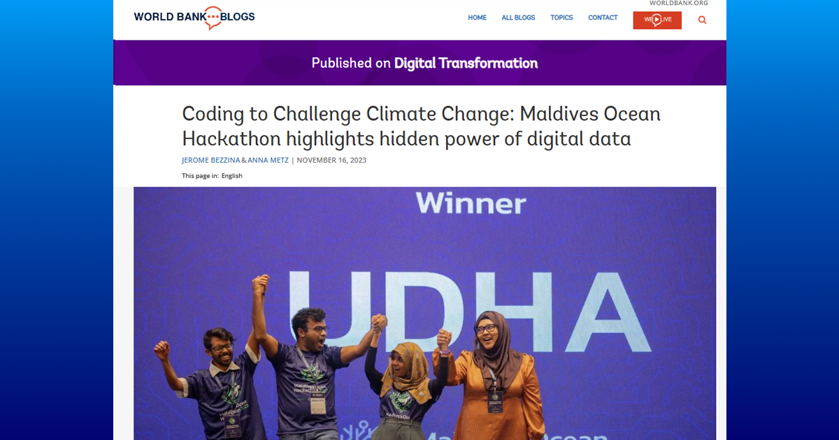 Coding to Challenge Climate Change: Maldives Ocean Hackathon highlights hidden power of digital data